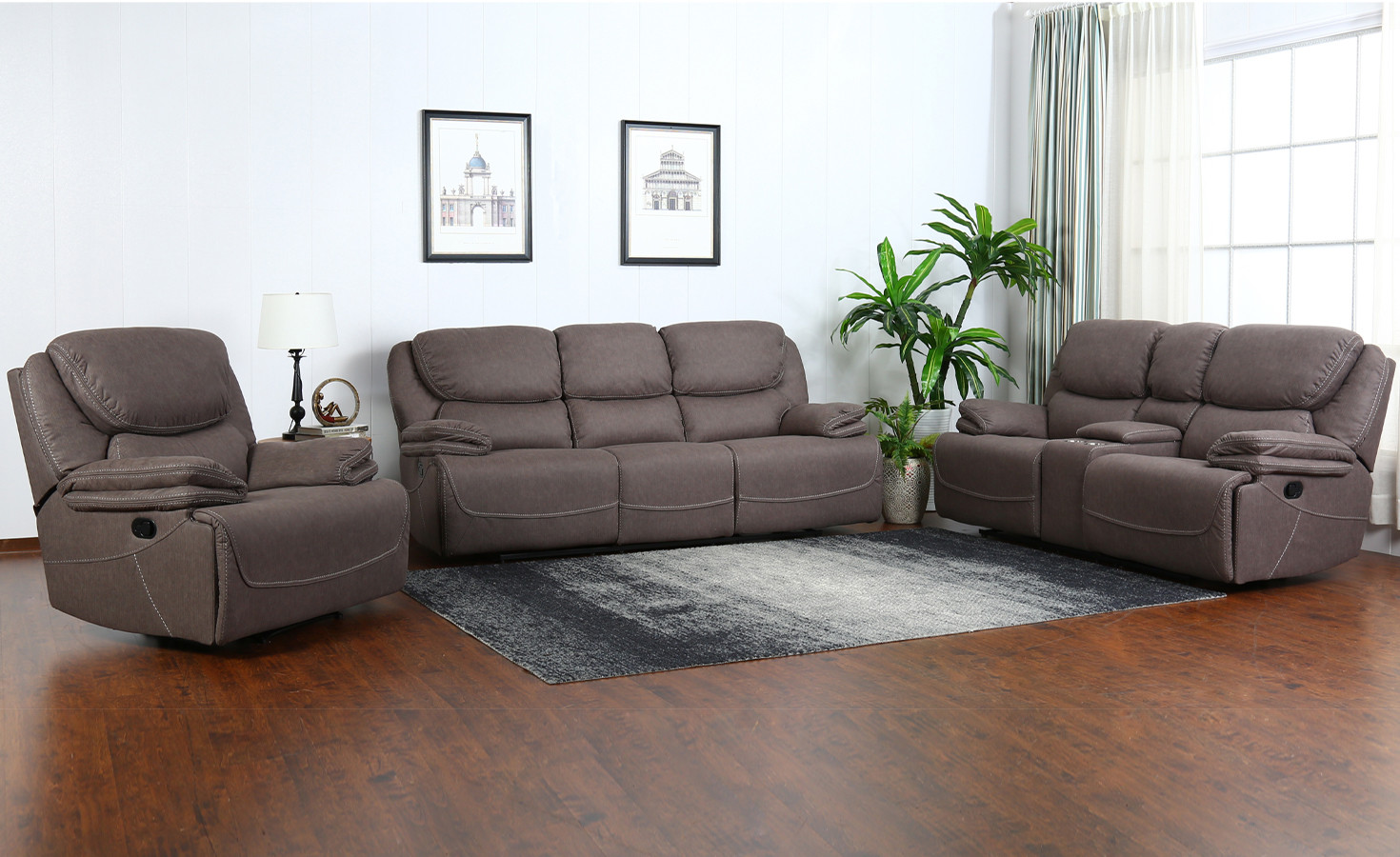 RAFIKI 6 SEATER RECLINER SOFA- GREY